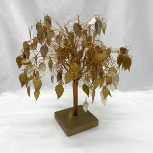 MCM Braided Wire Gold Leaf Shimmering Kinetic Dream Tree Vtg Art Sculpture